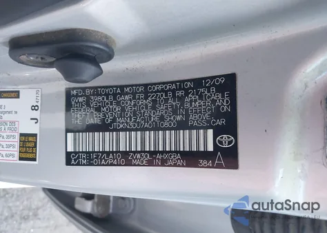 2010 Toyota Prius Iv from USA, damaged, VIN JTDKN3DU7A0110800